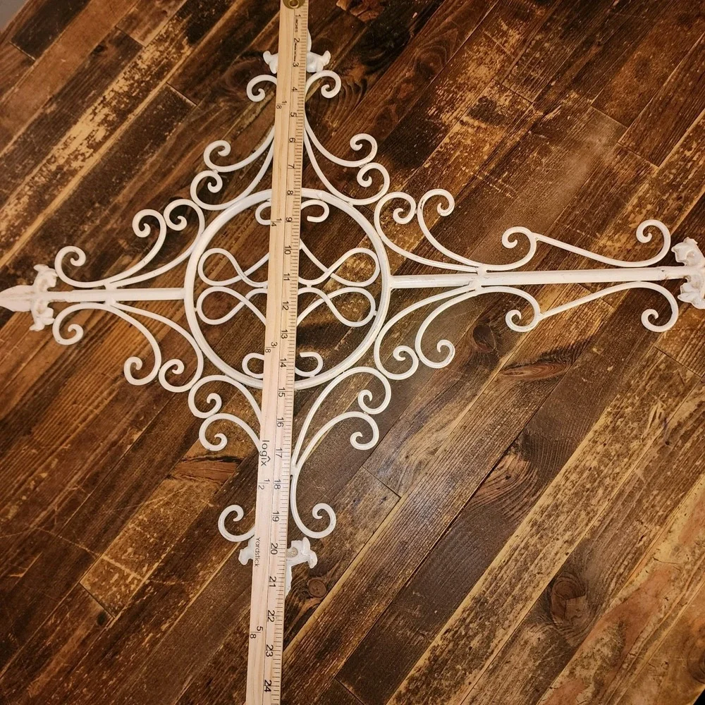 Decorative Large Wall Cross Metal Hanging Decor Off White Cream Color 26